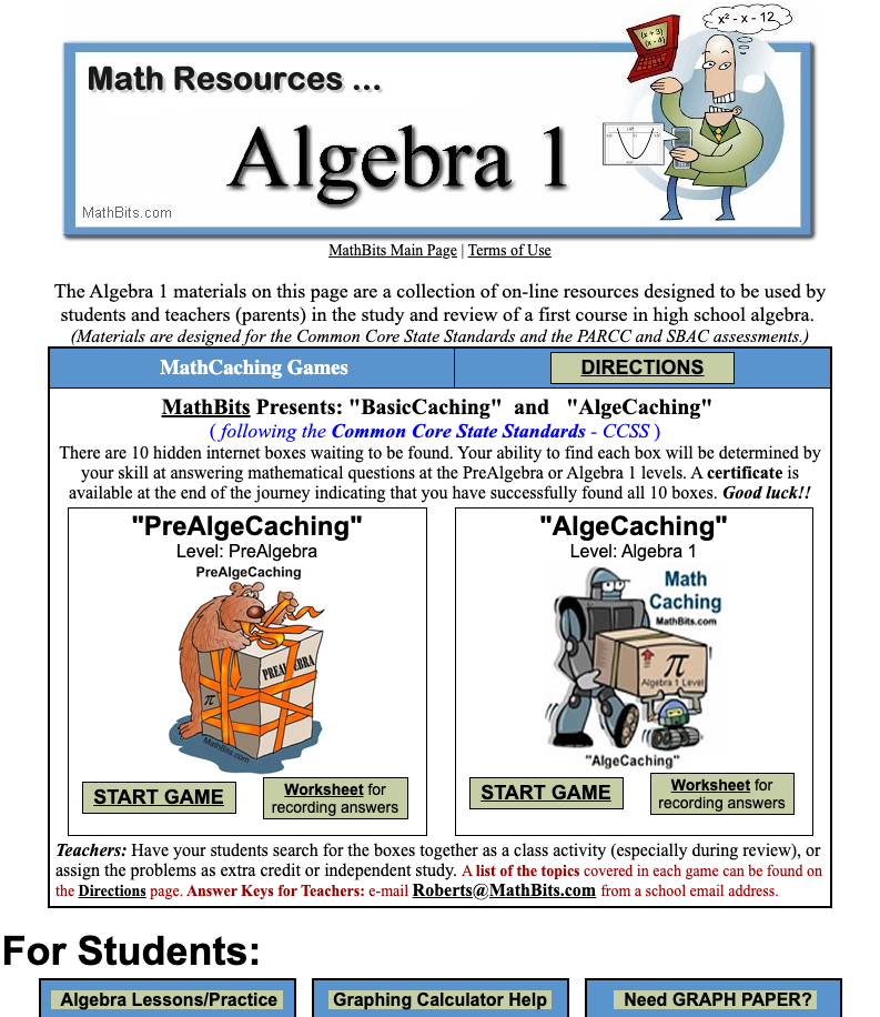 MathBits: MathCaching and Algebra Antics-7