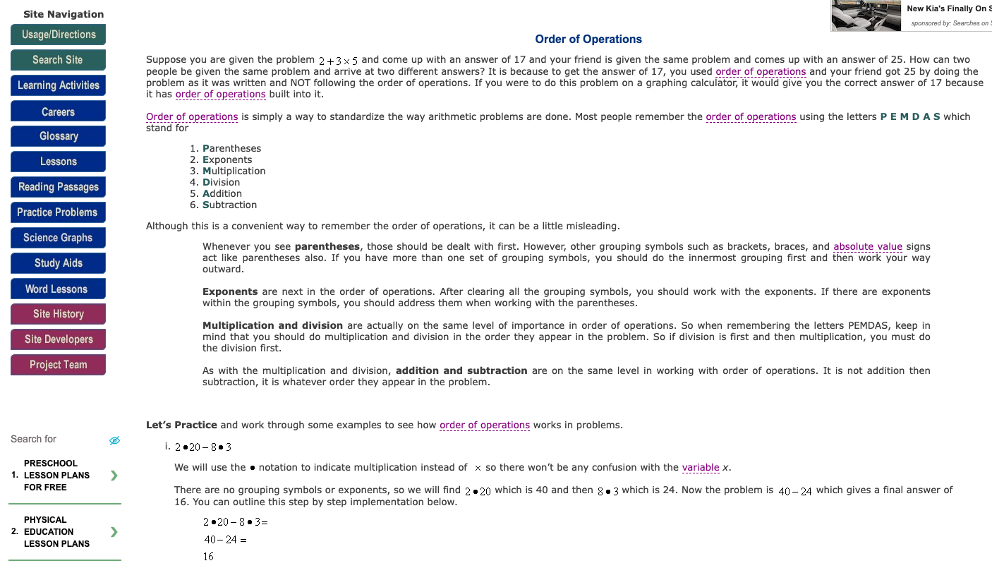 Algebra Lab - Order of Operations