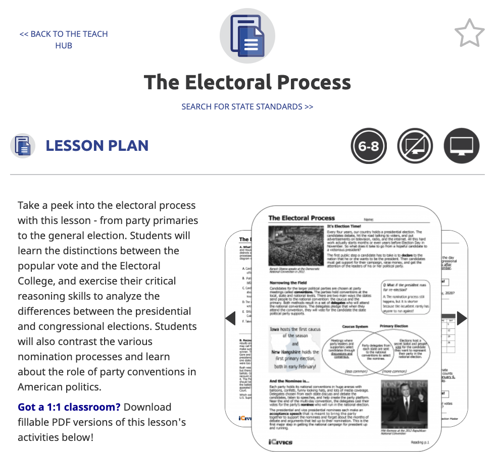 Outreach and Technical Assistance Network iCivics: The Electoral Process