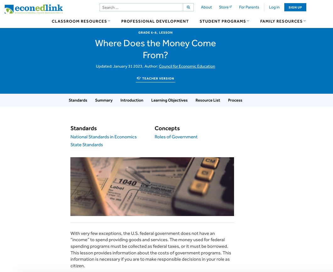 EconEdLink: Where Does the Money Come From?