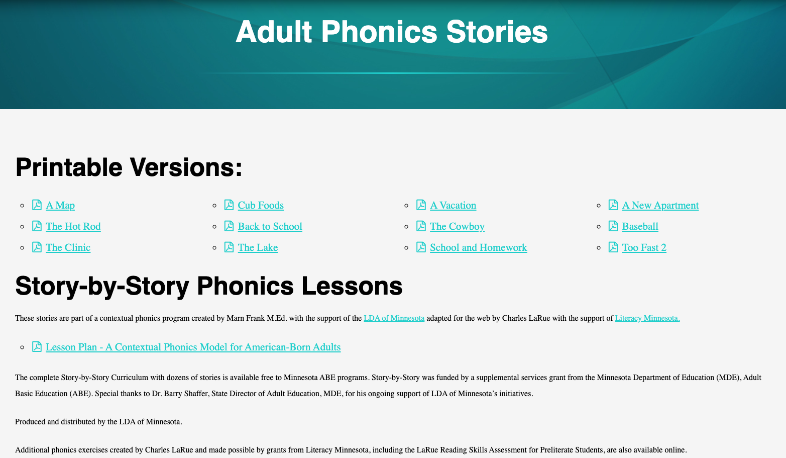 Adult Phonics Stories