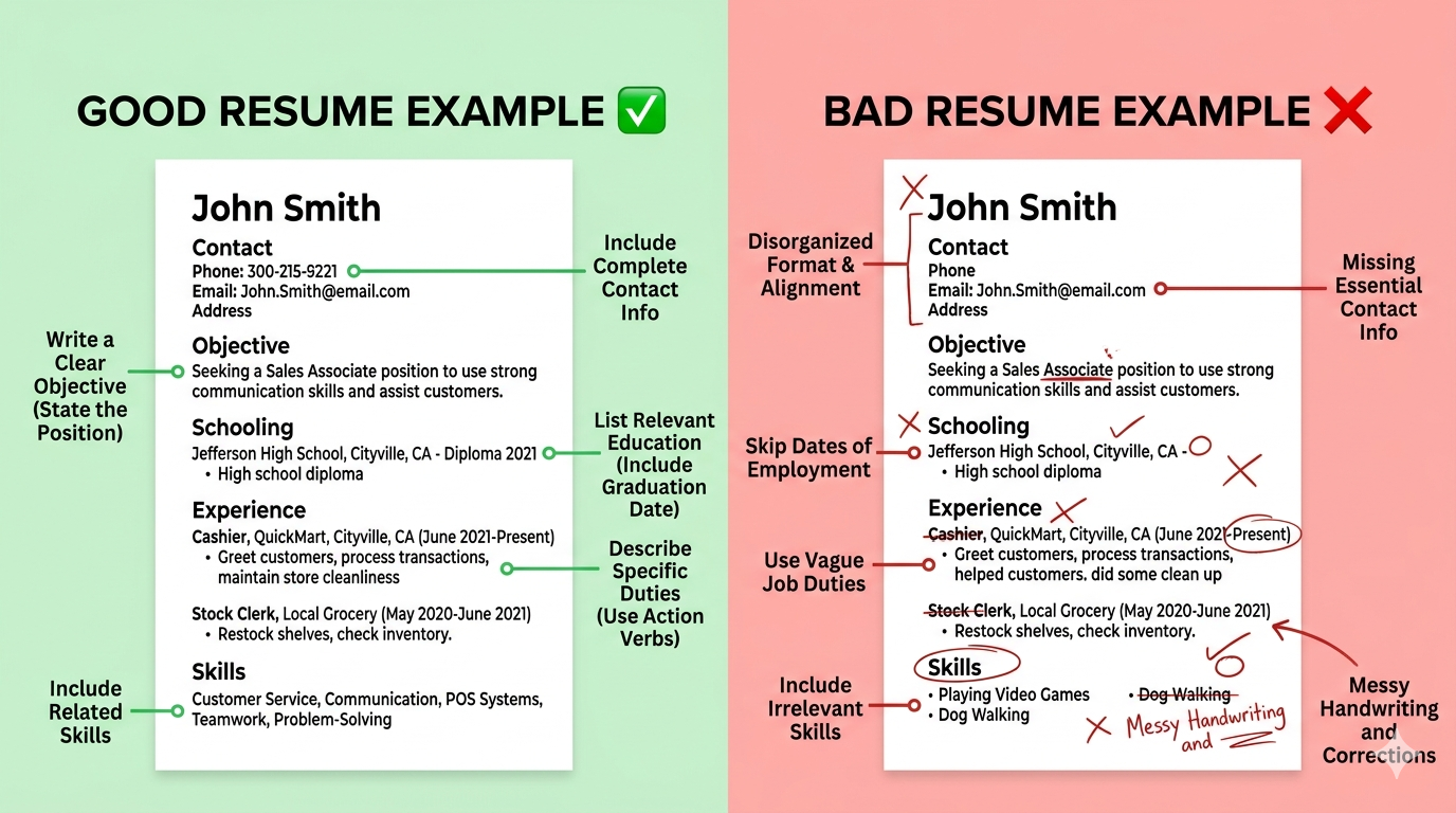 Resume example - non-example bad result