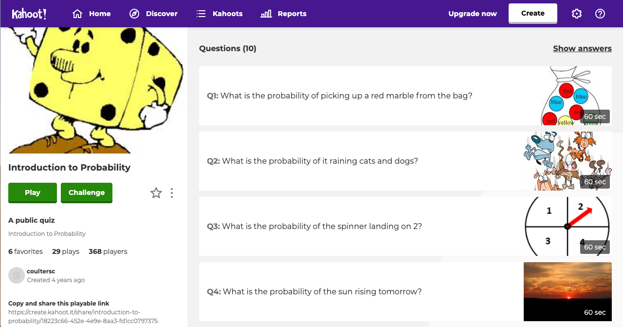 Kahoot!: Introduction  to Probability-1