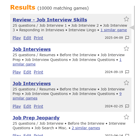 Job Interview Choices