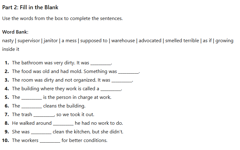 Advocacy at Work Vocab Worksheet 2
