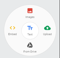 Screenshot of content chooser with five ways to insert content