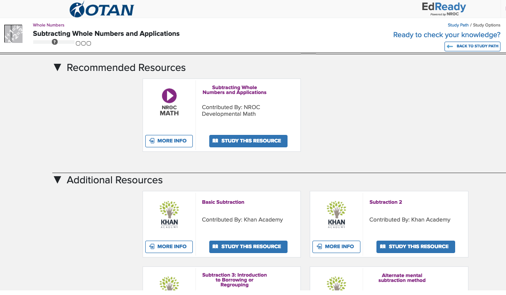 Recommended Resource for the unit is NROC Math, followed by four additional resources from Khan Academy.