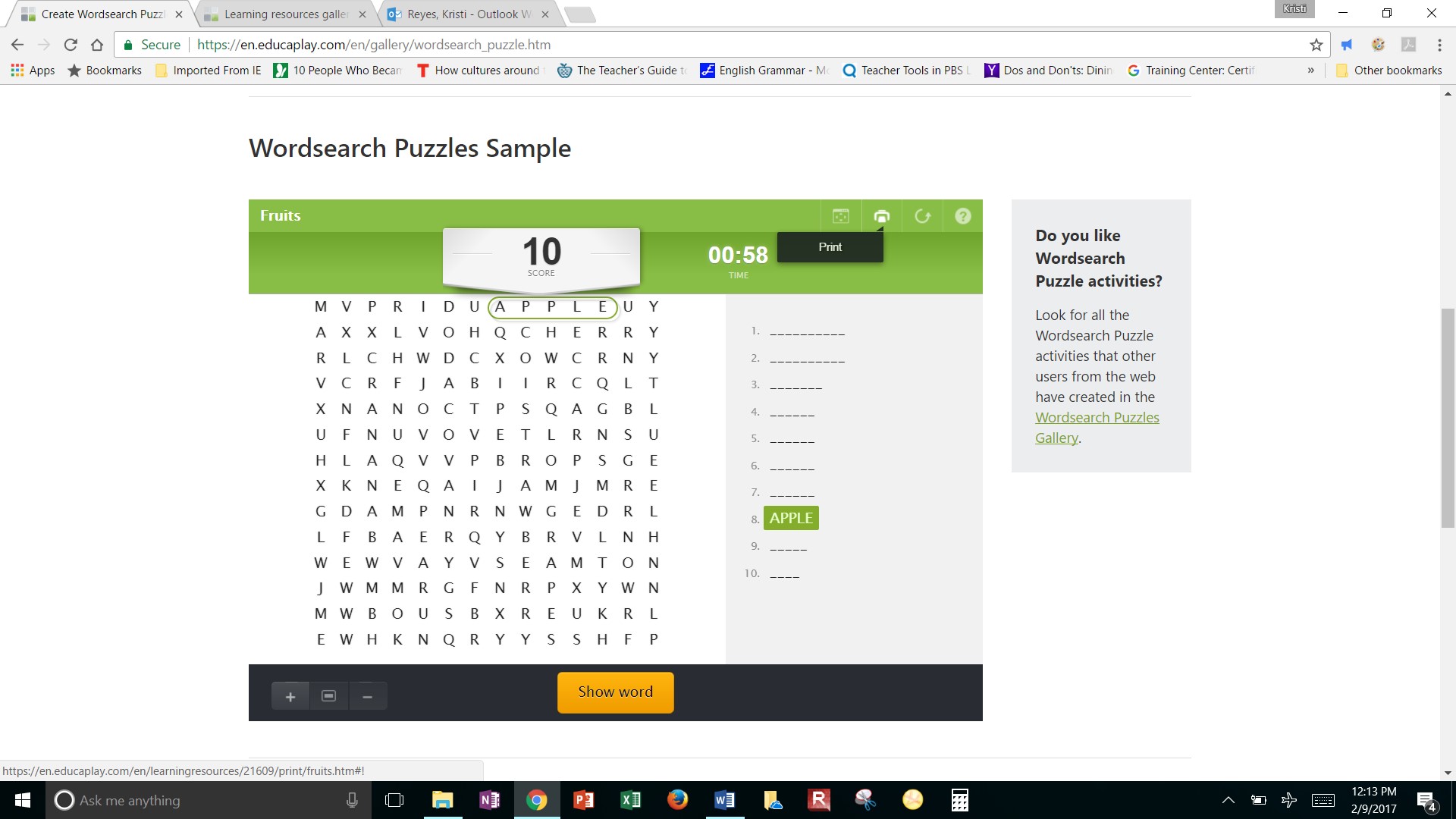 Educaplay Word Search