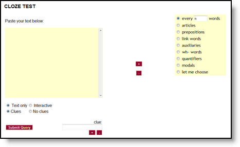Cloze test screen shot