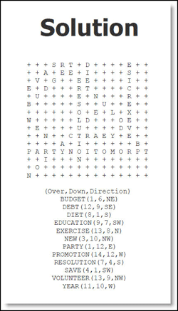 Solution to Word Search Puzzle