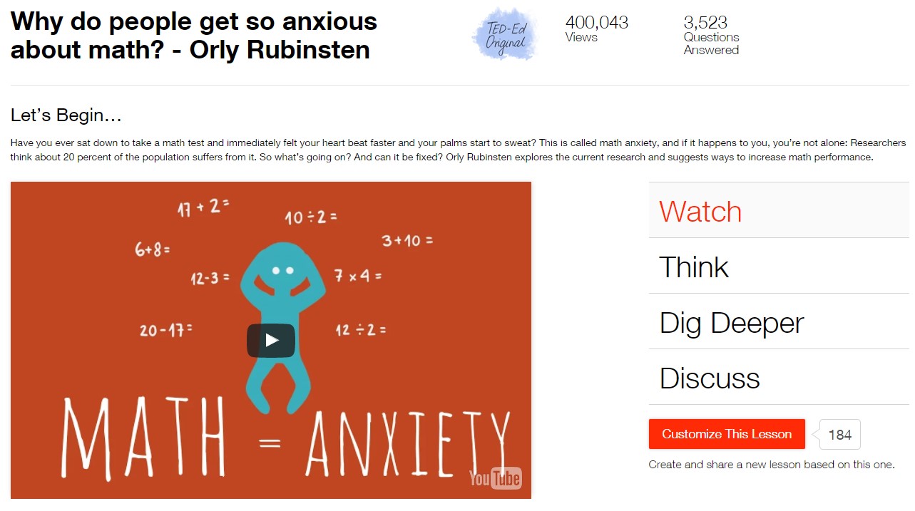 Math Anxiety website