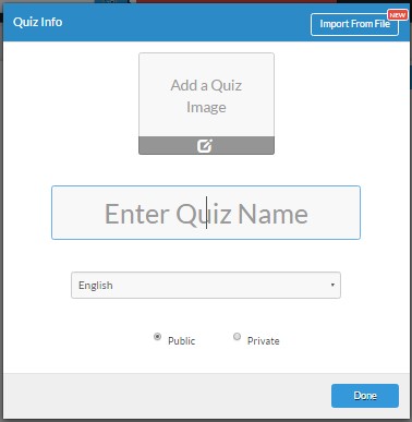 Quizizz create page