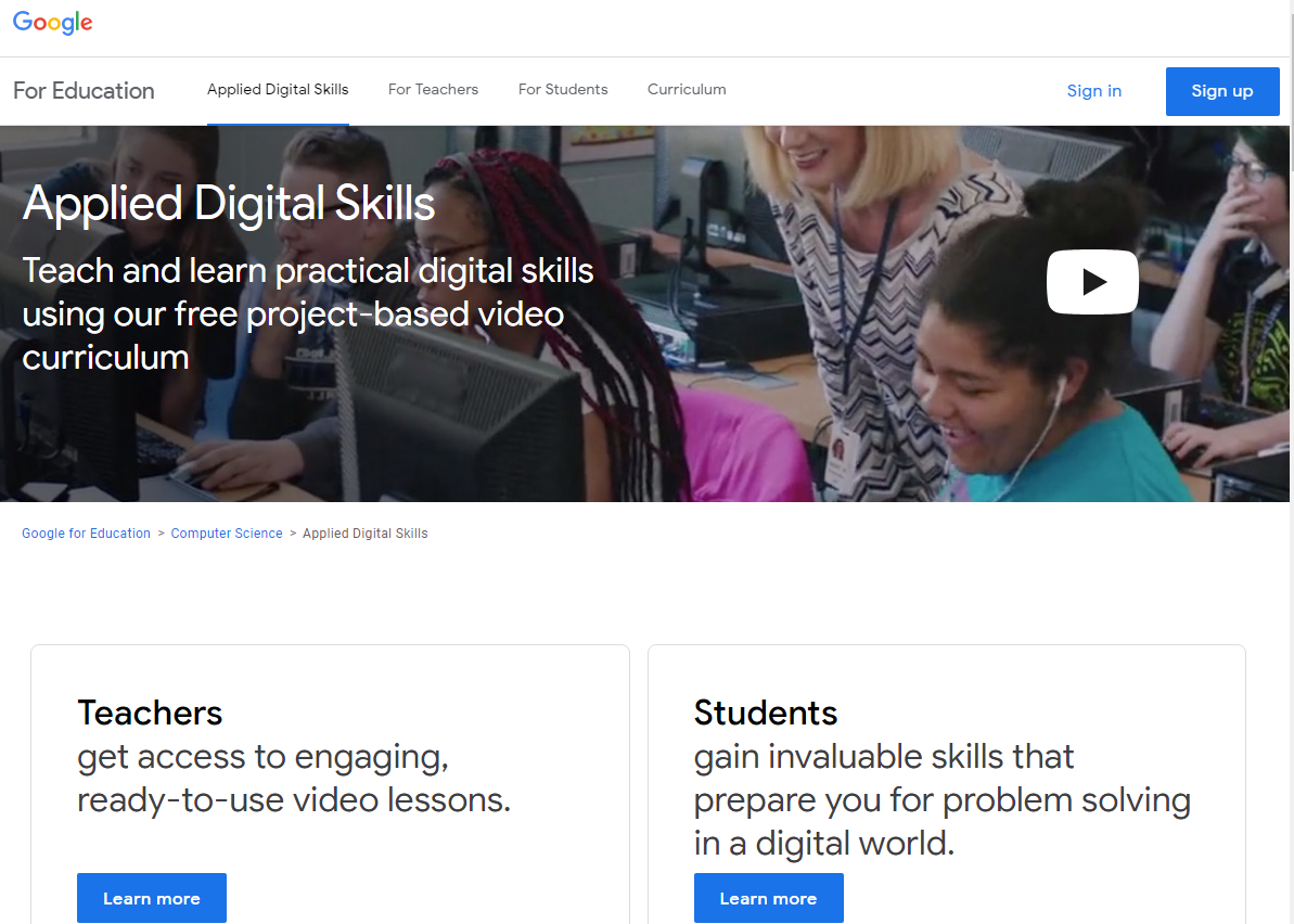 Applied Digital Skills page