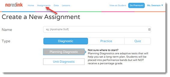 Screenshot of the Create a New Assignment screen.