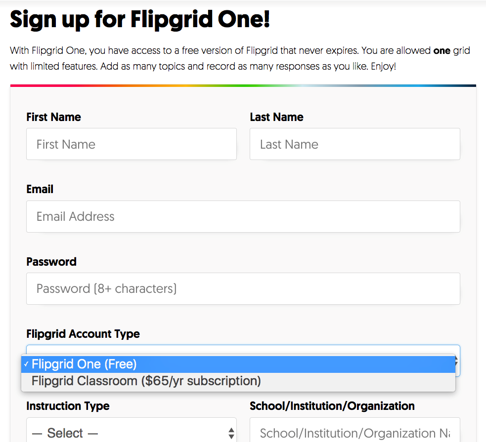 Sign up for Flipgrid