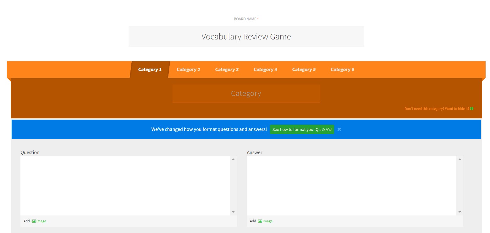 Flipquiz game board