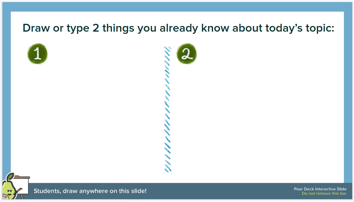 Pear Deck slide for beginning a lesson