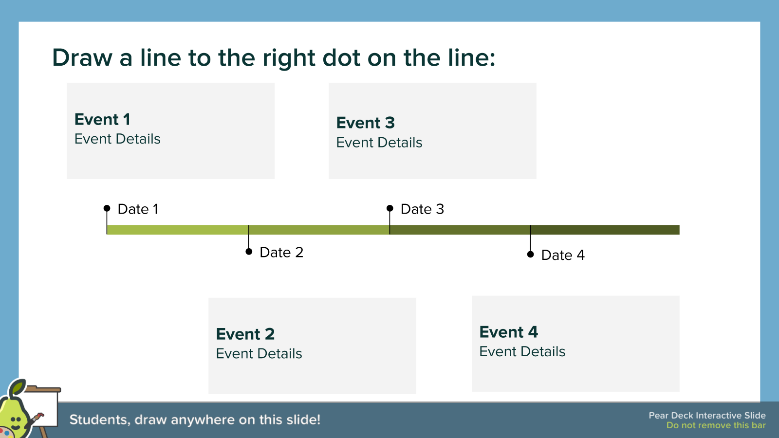 Draw a line to the right dot on the line Pear Deck slide