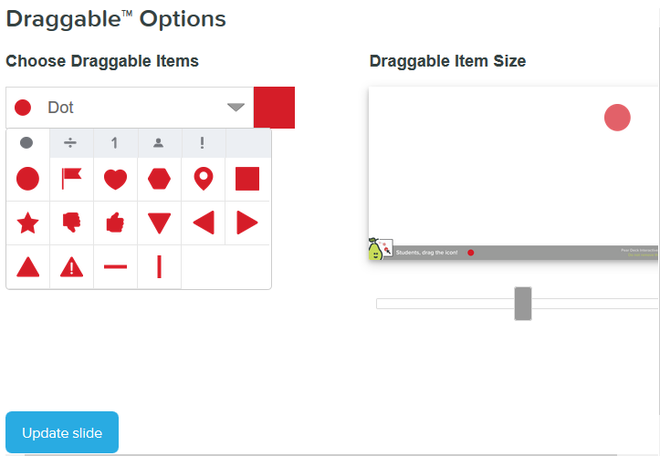 Pear Deck draggable option question slide