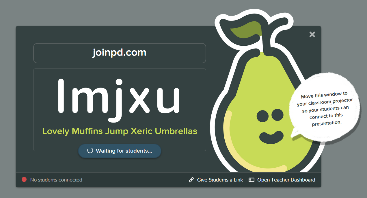 example of Pear Deck join URL and password