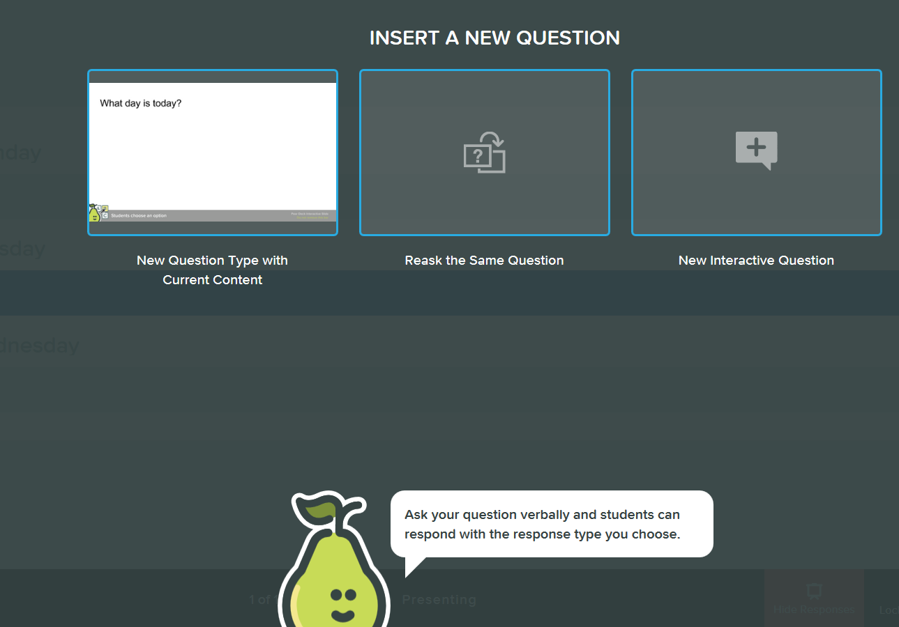 Insert a Pear Deck new question options