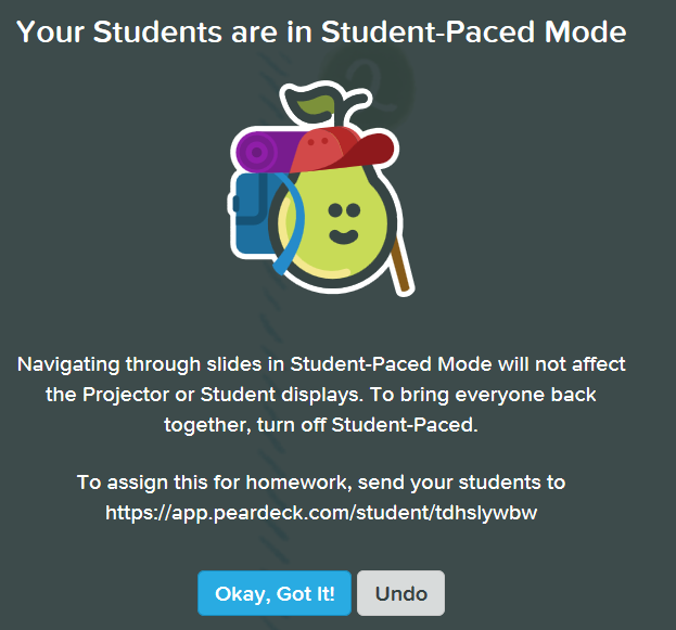 window showing students in self-paced mode