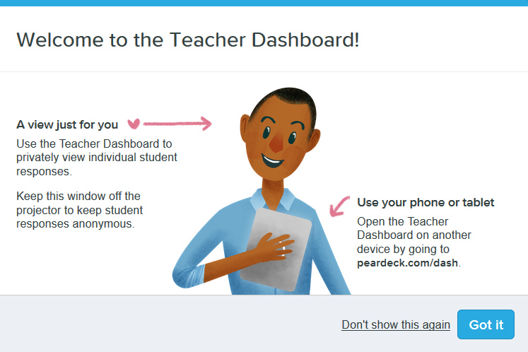 Teacher dashboard explanation