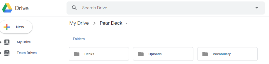 Google Drive Pear Deck folders