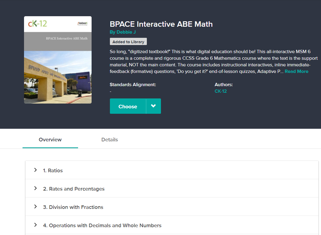 image of BPACE Interactive ABE Math book