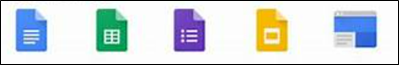 Icons for Google docs, sheets, forms, slides, and sites.