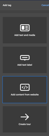 Screenshot of Add Tag menu