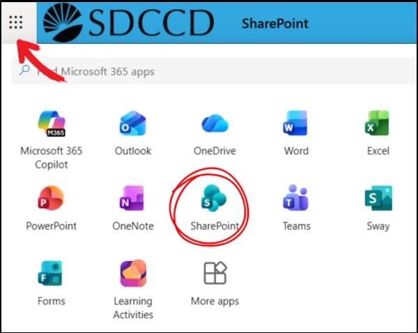 Sdccd SharePoint screeshot