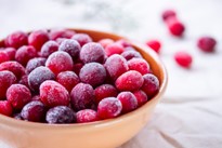 bowl of frosted cranberries