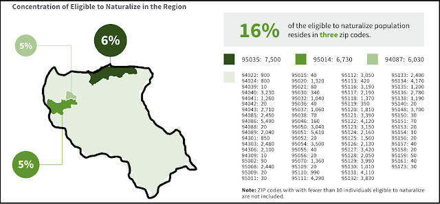 Map of Concentration of Eligible to Naturalize in the Region