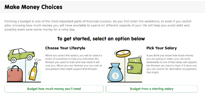 get started, make money choices