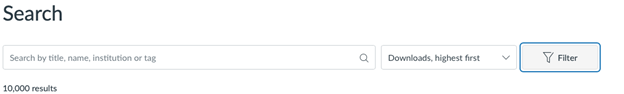 Search bar screenshot to search for name title or institution
