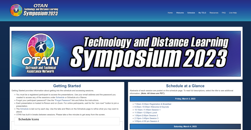 Screenshot of TDLS Conference Home Page
