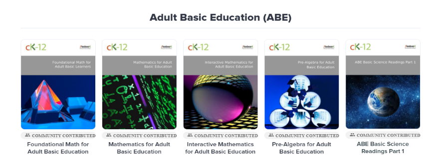 5 ready made FlexBooks for Adult Basic Education