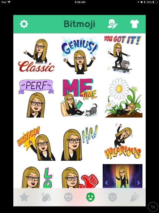 Screenshot of stickers made in Bitmoji