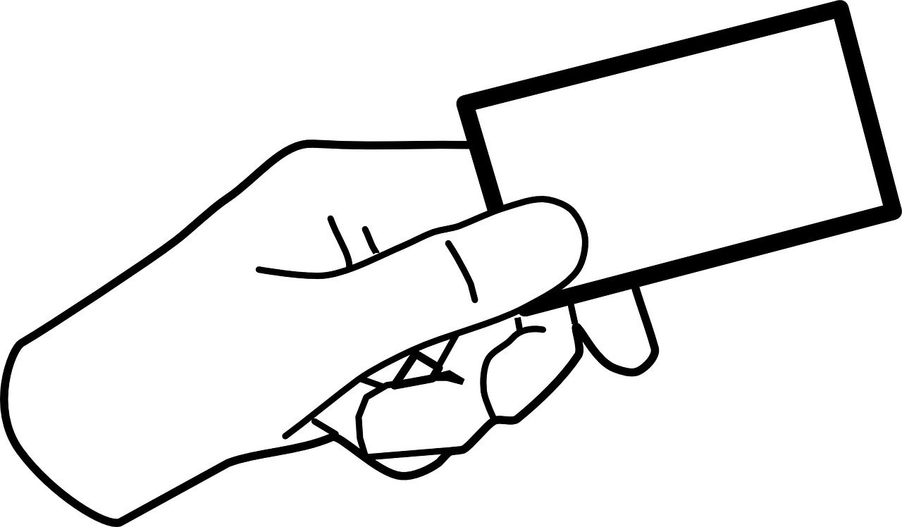 Clipart image of a hand holding a blank ticket