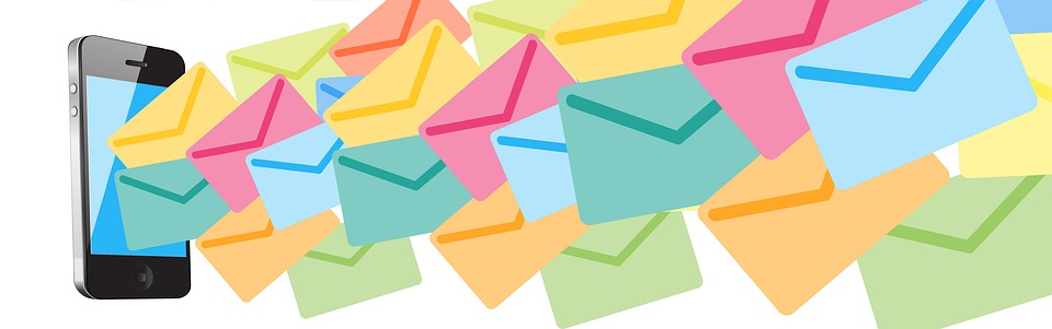 Colored envelopes coming out of mobile phone