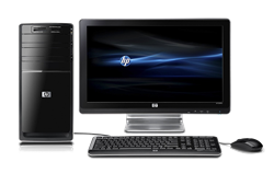 Desktop PC with monitor, keyboard, and mouse