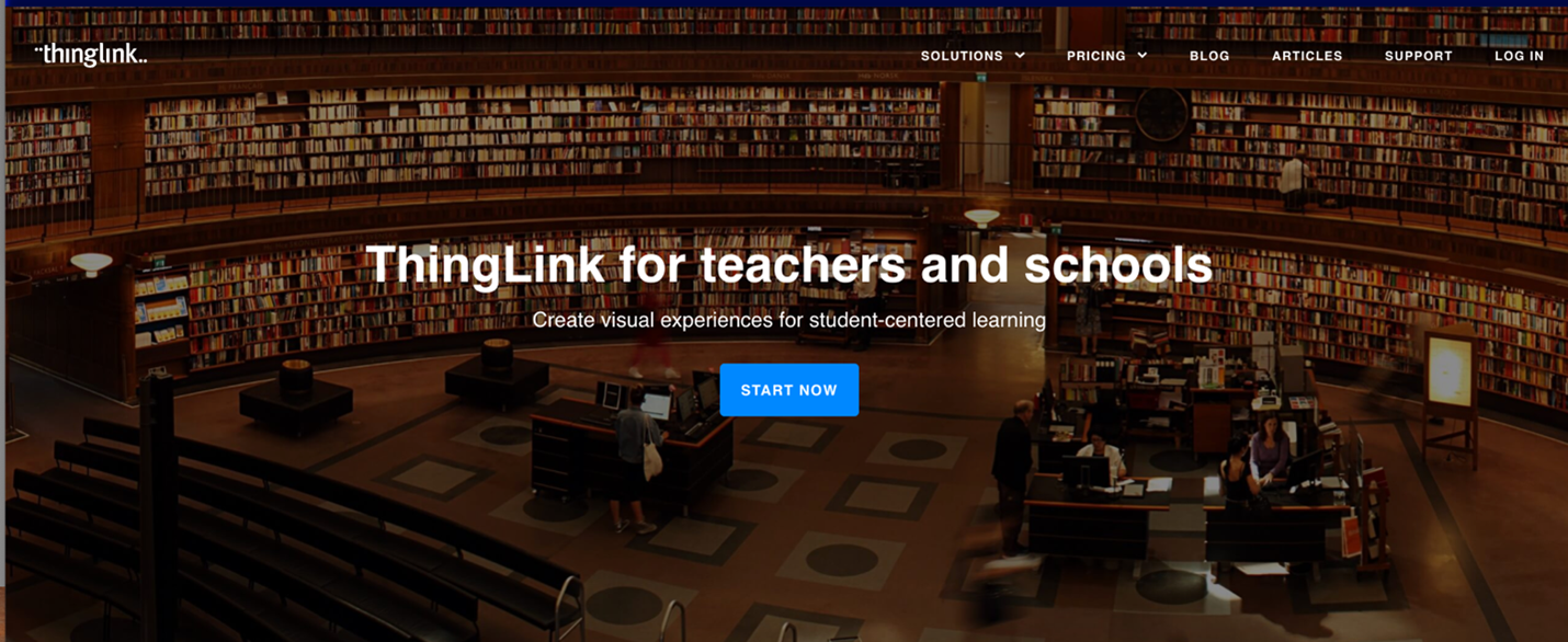 ThingLink web banner. ThingLink for teachers and schools.