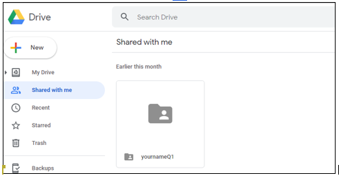 Google Drive with Shared with me command highlighted in blue.