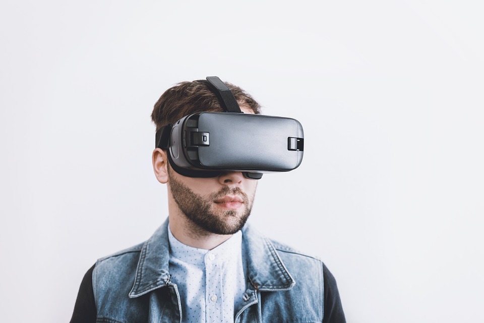 Man wearing VR goggles