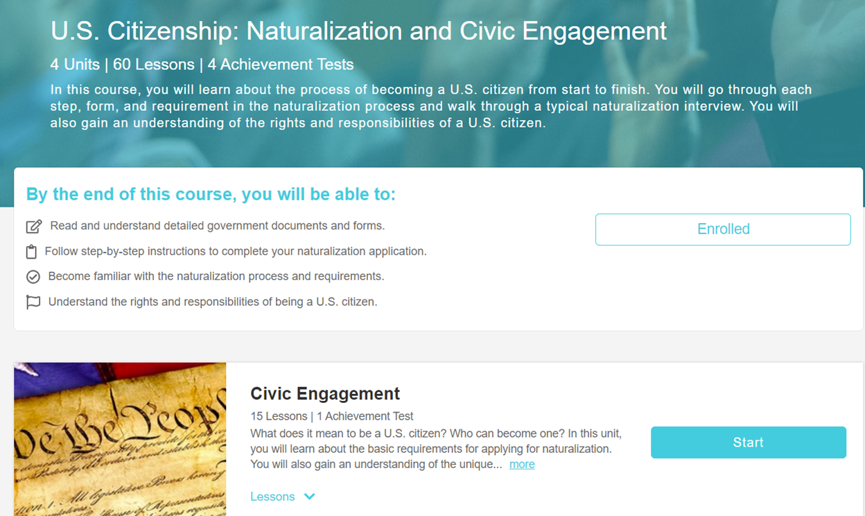 Screenshot: Welcome to the Voxy EnGen Citizenship course