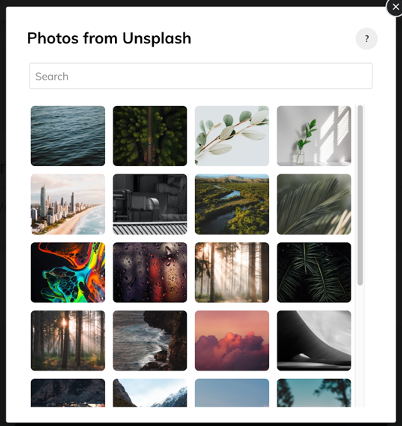 Unsplash image library included with Wakelet.