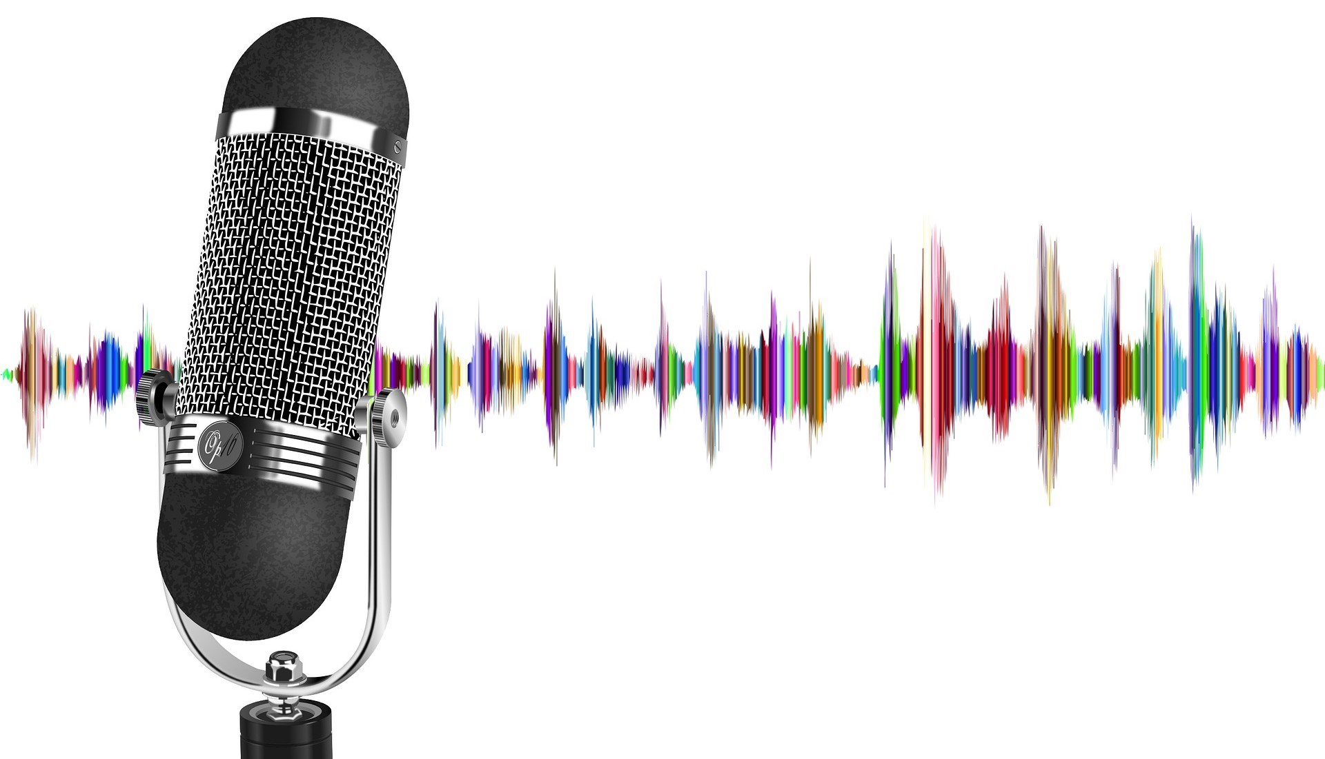 Microphone with sound wave background