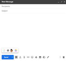 Image of a new Compose Gmail with Bitmoji icon at the bottom.