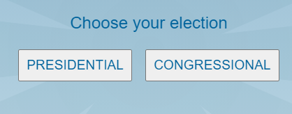 A screenshot from the Vote Easy section of the website Vote Smart with buttons for choosing presidential or congressional election information